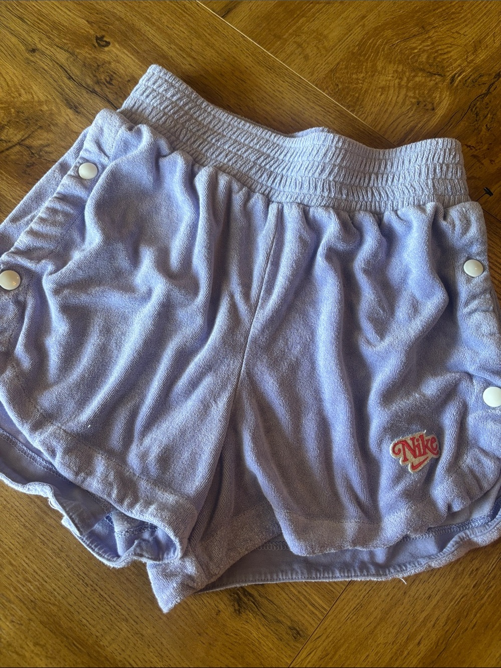Nike Lilac Terry Athletic Shorts with Snap Sides